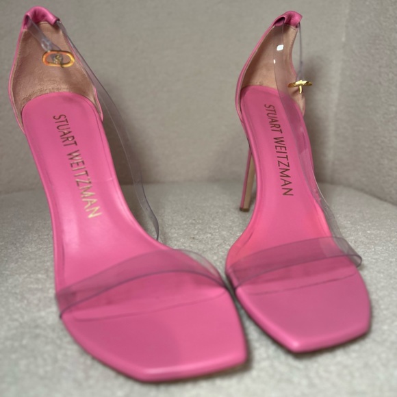 Stuart Weitzman Nudistcurve 100 Strap Sandal Pink PVC Size 10 worn once - Picture 5 of 5